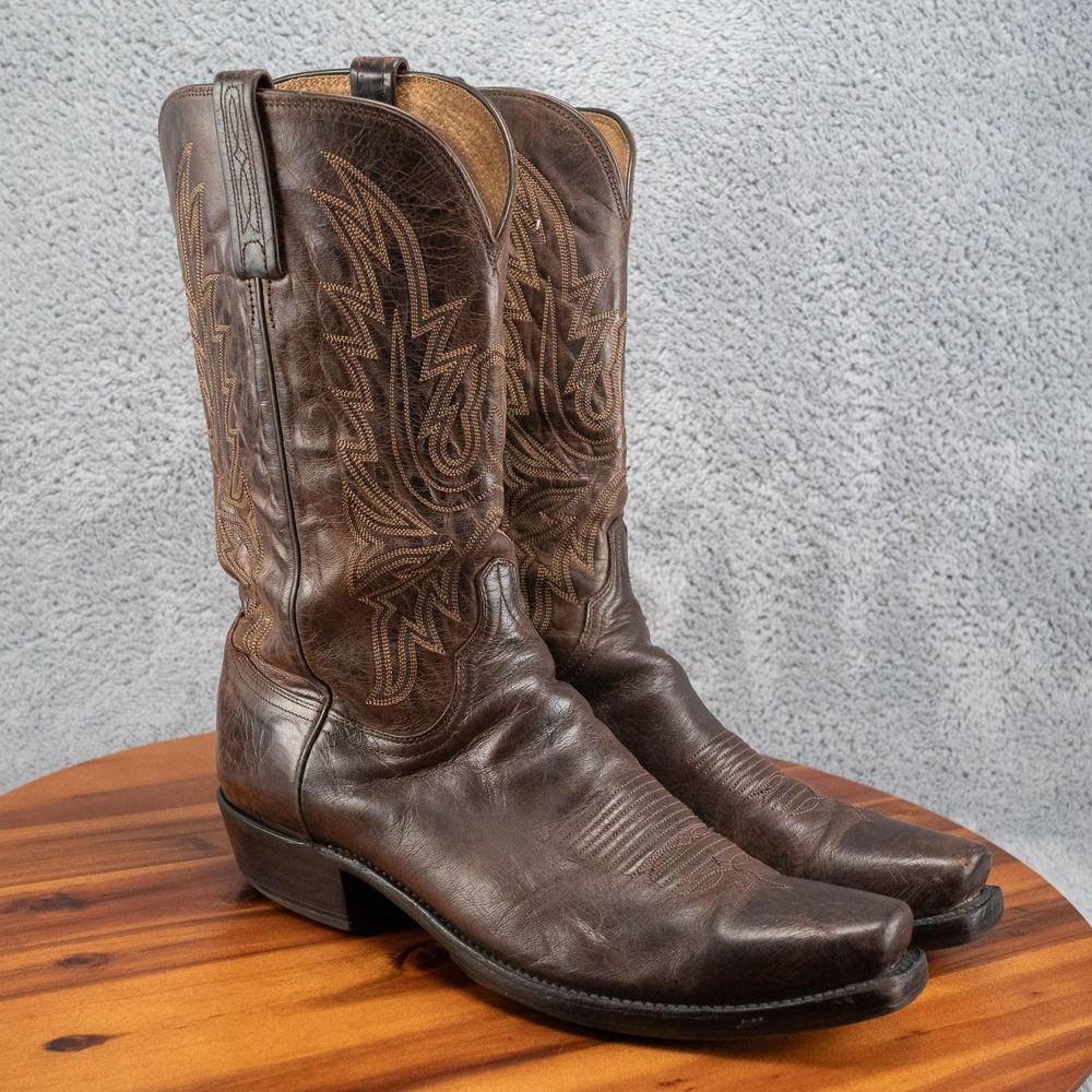 Lucchese Corbin Cowboy Western Boots Mens 11.5 D Mad Dog Leather Goat N15567